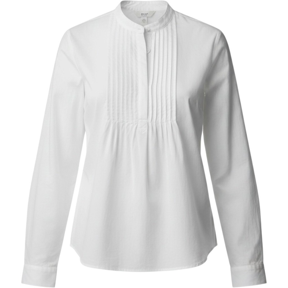 Gap White Cotton Pintuck Pleated Popover Blouse‎ SZ M Long Sleeve Yoke Light